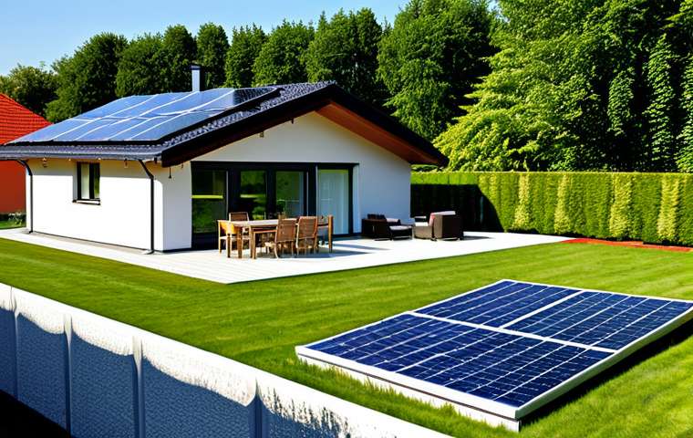 Modern, Energy-Efficient Home**

"A contemporary single-family home with solar panels on the roof, surrounded by a well-kept garden. The house features large windows and a modern architectural design. It's a bright, sunny day. fully clothed figures are visible, gardening. This scene represents sustainable living in Germany. safe for work, appropriate content, fully clothed, professional, perfect anatomy, natural proportions, high quality photo."

**