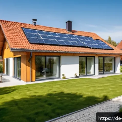 주거 공간의 탄소 중립 달성 방법 - A modern, eco-friendly German home exterior in a suburban neighborhood during spring, featuring visi...